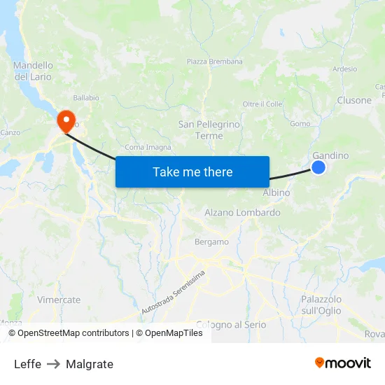 Leffe to Malgrate map