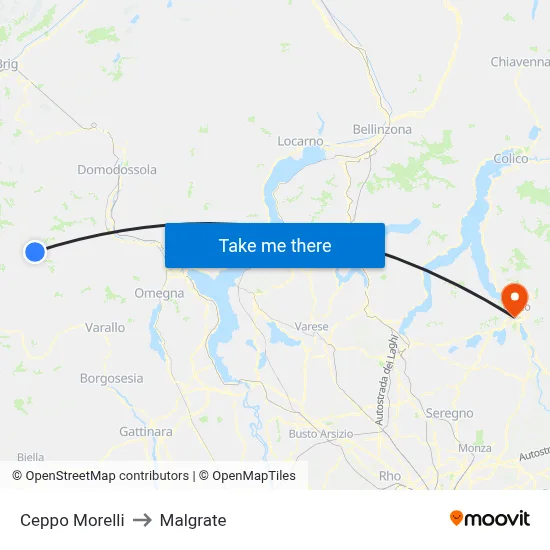 Ceppo Morelli to Malgrate map
