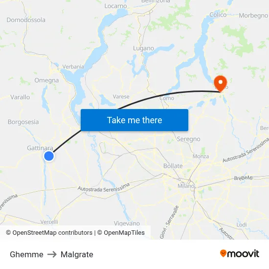 Ghemme to Malgrate map