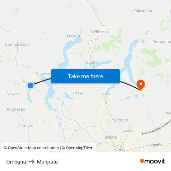 Omegna to Malgrate map