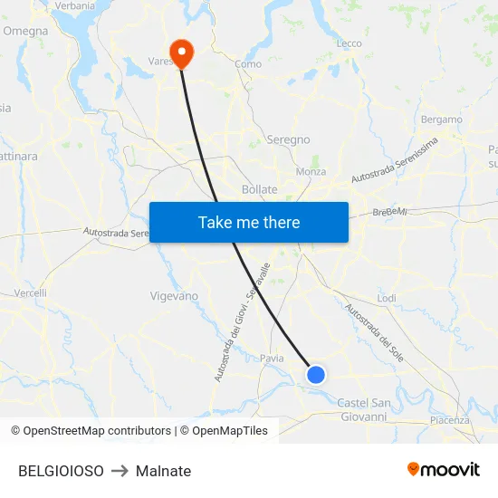BELGIOIOSO to Malnate map