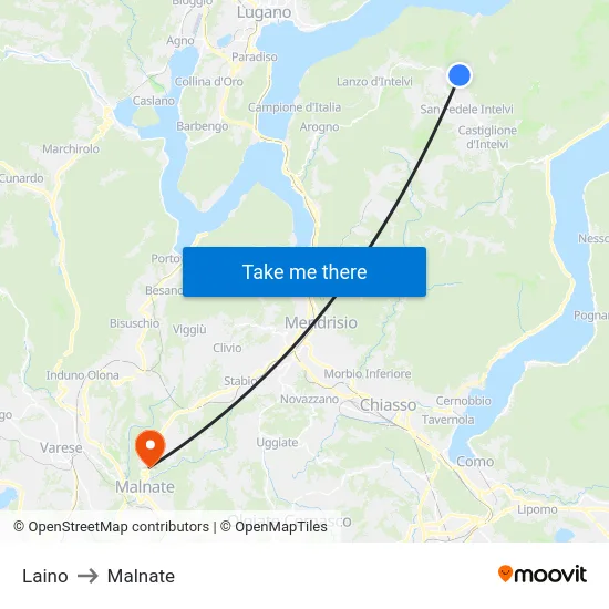 Laino to Malnate map