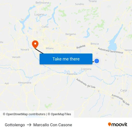 Gottolengo to Marcallo Con Casone map