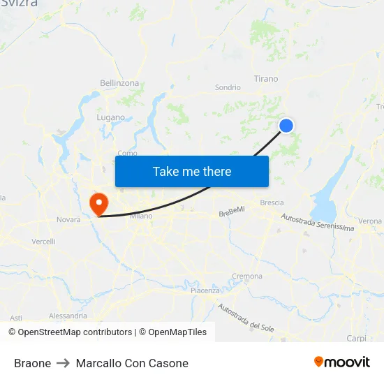 Braone to Marcallo Con Casone map