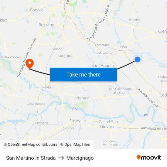 San Martino In Strada to Marcignago map