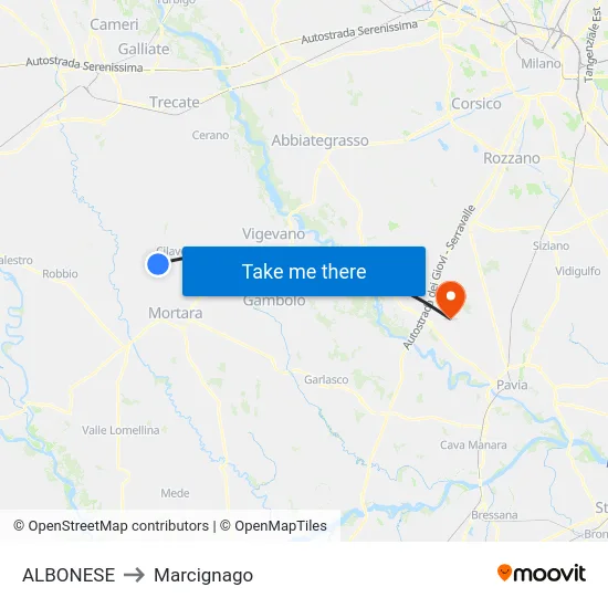 ALBONESE to Marcignago map