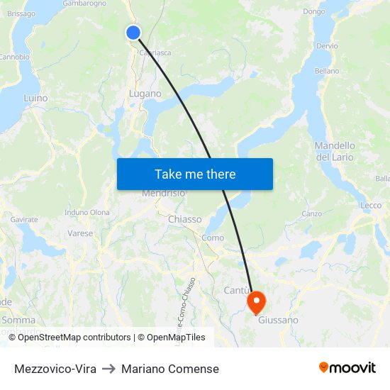 Mezzovico-Vira to Mariano Comense map