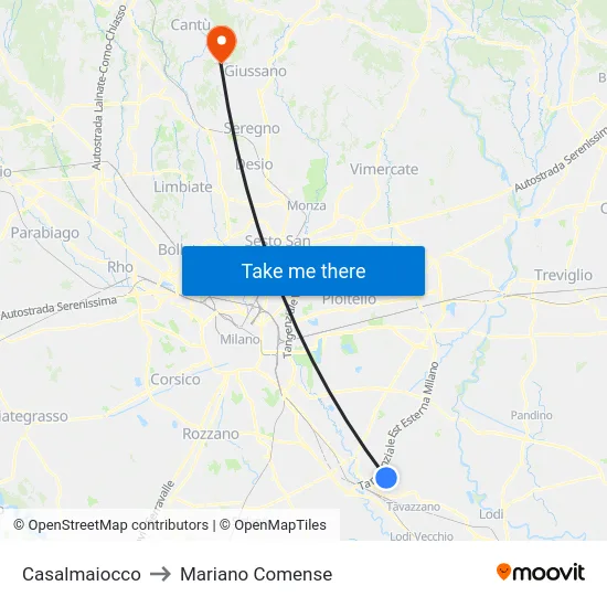 Casalmaiocco to Mariano Comense map