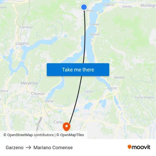 Garzeno to Mariano Comense map
