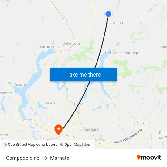Campodolcino to Marnate map