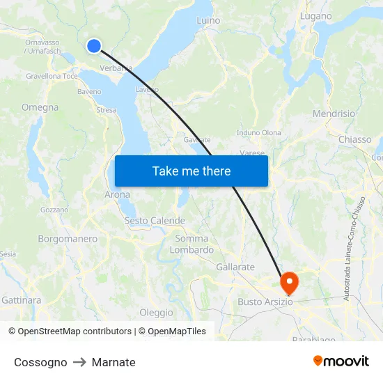 Cossogno to Marnate map