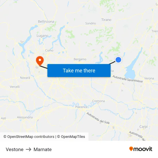Vestone to Marnate map