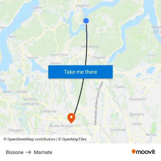 Bissone to Marnate map