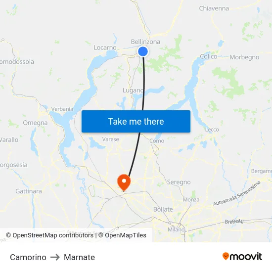 Camorino to Marnate map