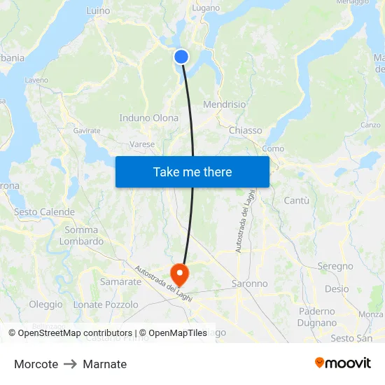 Morcote to Marnate map