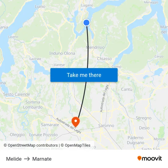 Melide to Marnate map