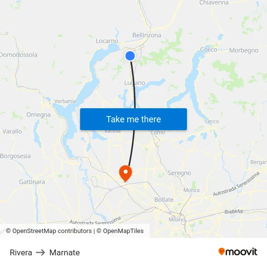 Rivera to Marnate map