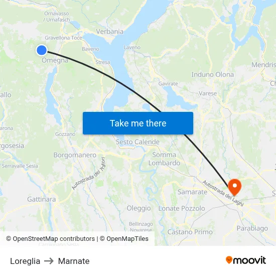 Loreglia to Marnate map