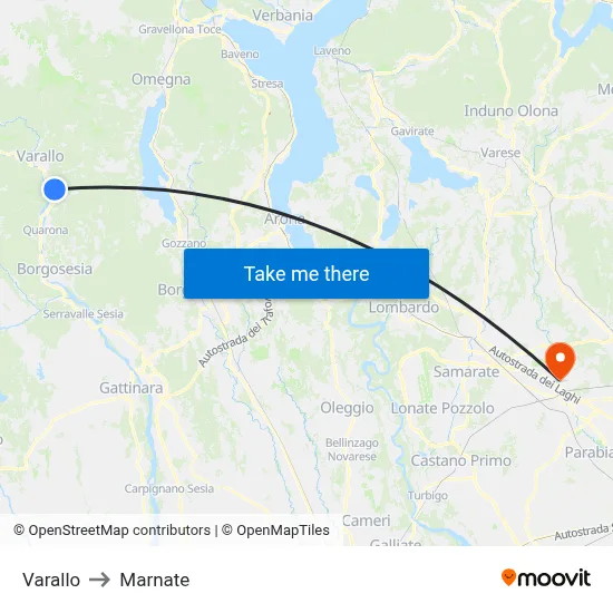 Varallo to Marnate map