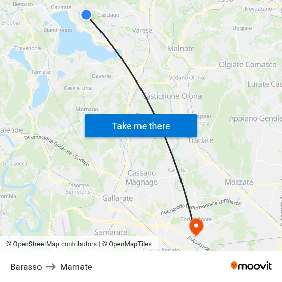 Barasso to Marnate map