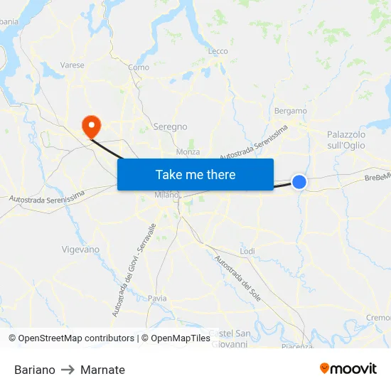 Bariano to Marnate map