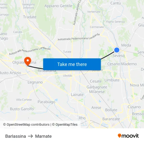 Barlassina to Marnate map