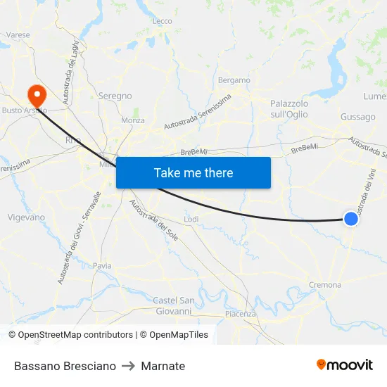 Bassano Bresciano to Marnate map