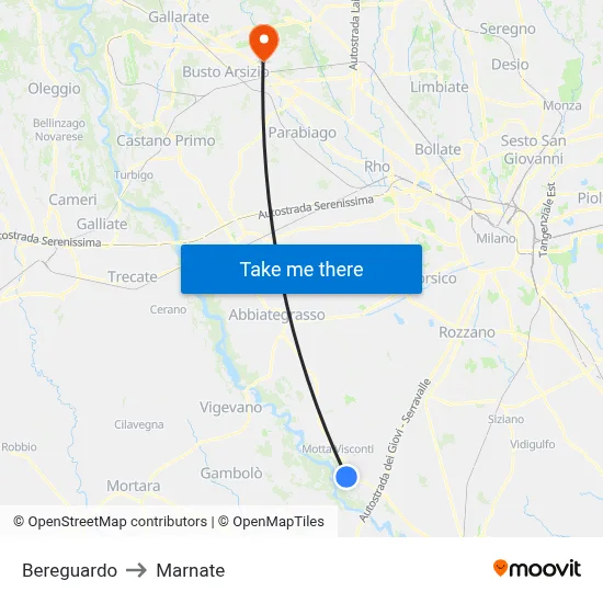 Bereguardo to Marnate map