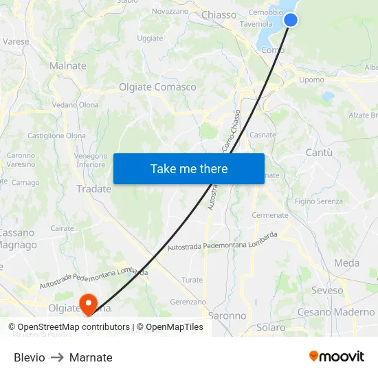 Blevio to Marnate map