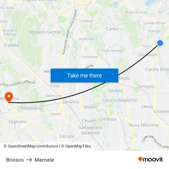 Briosco to Marnate map