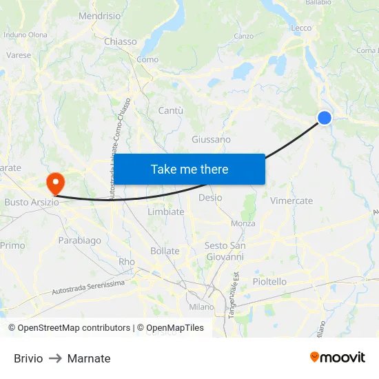 Brivio to Marnate map