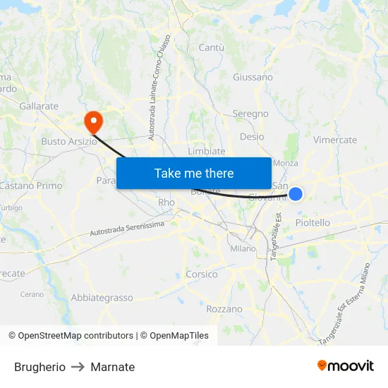 Brugherio to Marnate map