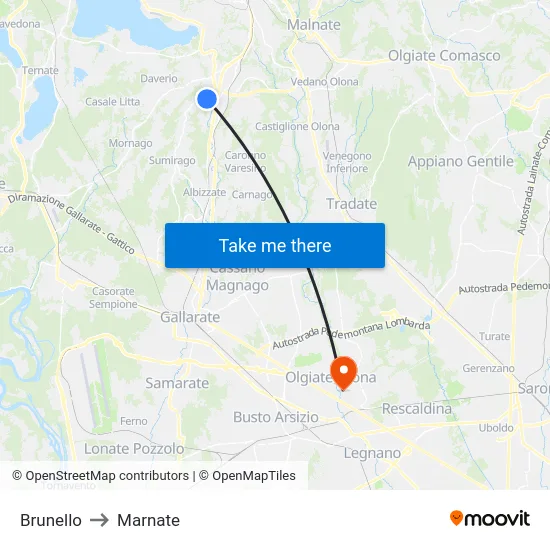 Brunello to Marnate map
