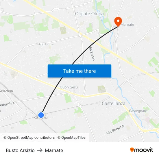 Busto Arsizio to Marnate map