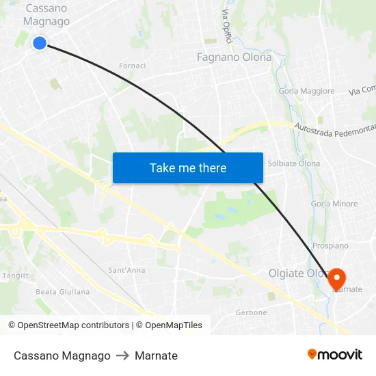Cassano Magnago to Marnate map