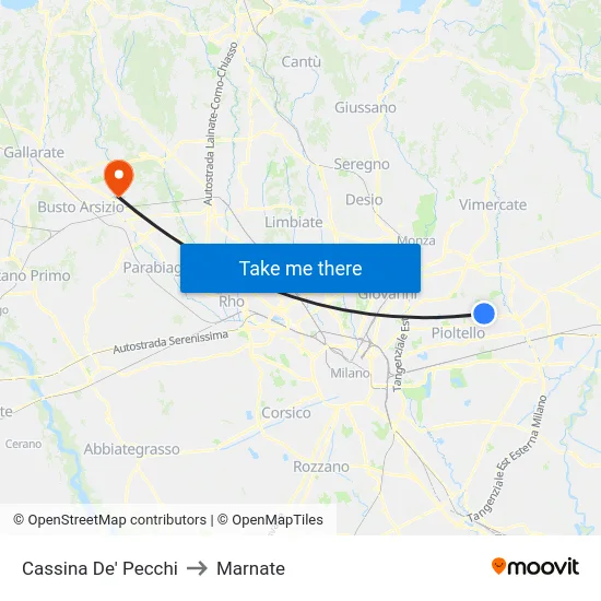Cassina De' Pecchi to Marnate map