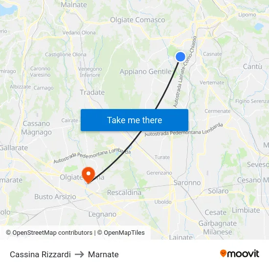 Cassina Rizzardi to Marnate map