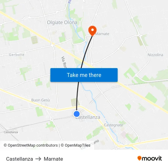 Castellanza to Marnate map