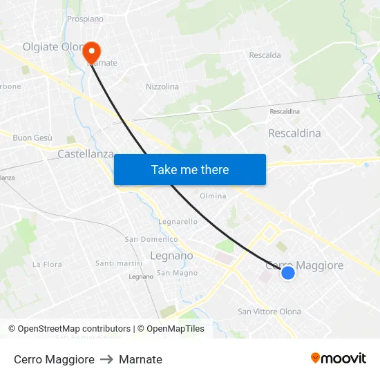 Cerro Maggiore to Marnate map
