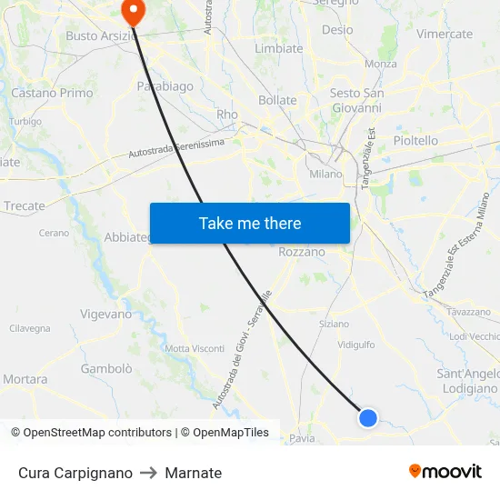 Cura Carpignano to Marnate map