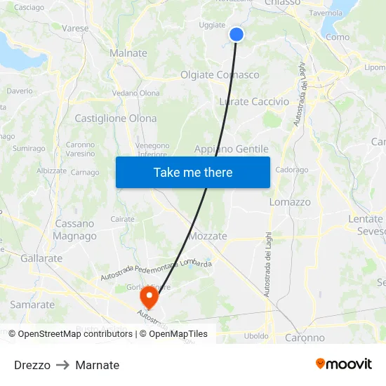 Drezzo to Marnate map