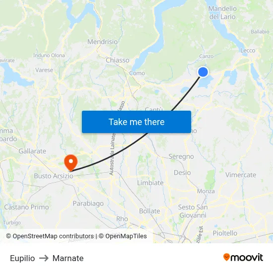 Eupilio to Marnate map