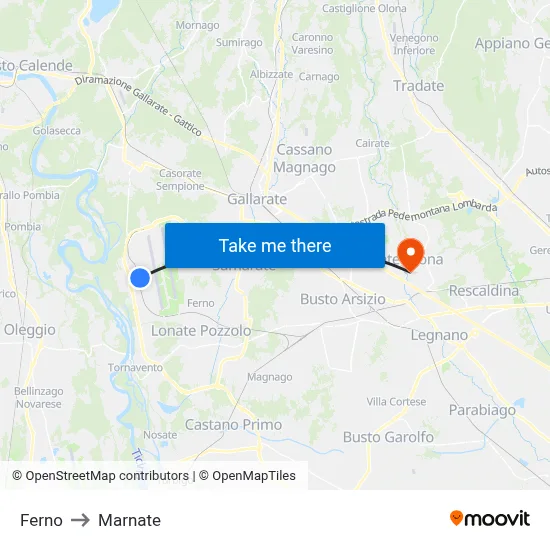 Ferno to Marnate map