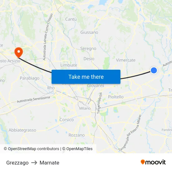 Grezzago to Marnate map