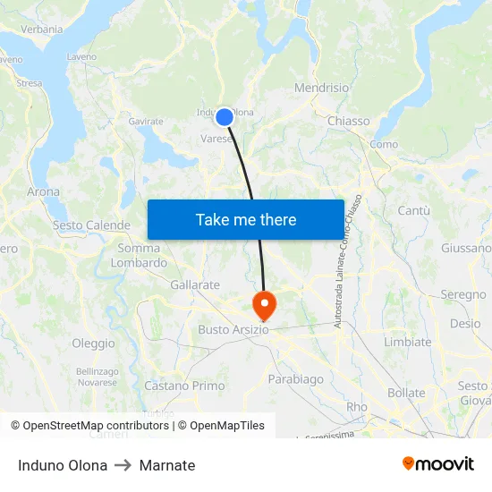 Induno Olona to Marnate map