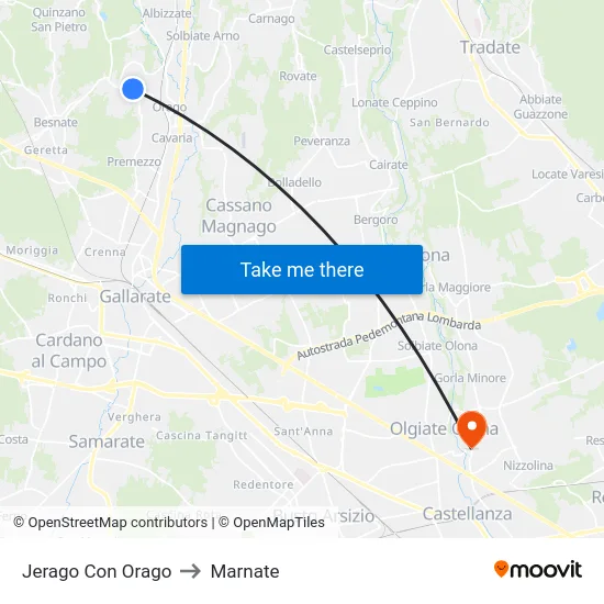Jerago con Orago to Marnate map