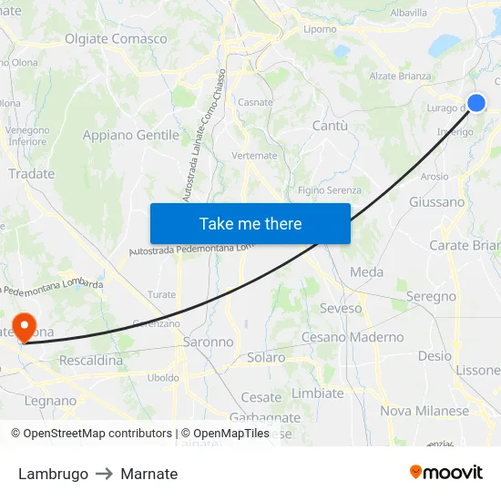 Lambrugo to Marnate map