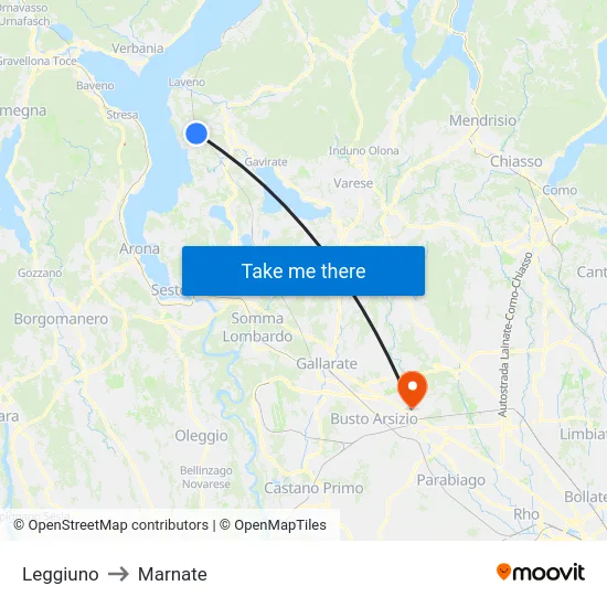 Leggiuno to Marnate map