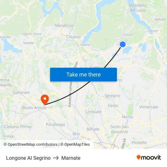 Longone Al Segrino to Marnate map