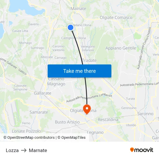 Lozza to Marnate map